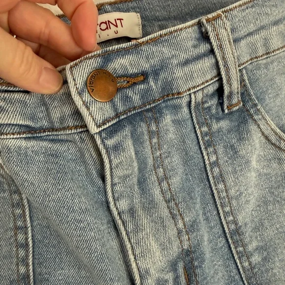 Vibrant MIU Wide  Leg Jeans Size 5 W26 Light Wash Patch Pocket Cropped Denim - Picture 4 of 16